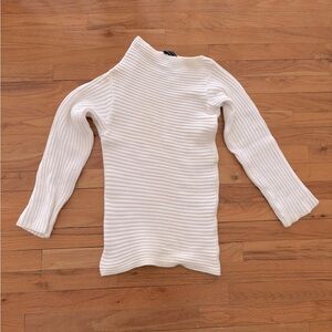 Luxury brand Joseph sweater. White. Size S. Made in France. Ribbed, Off-Shoulder